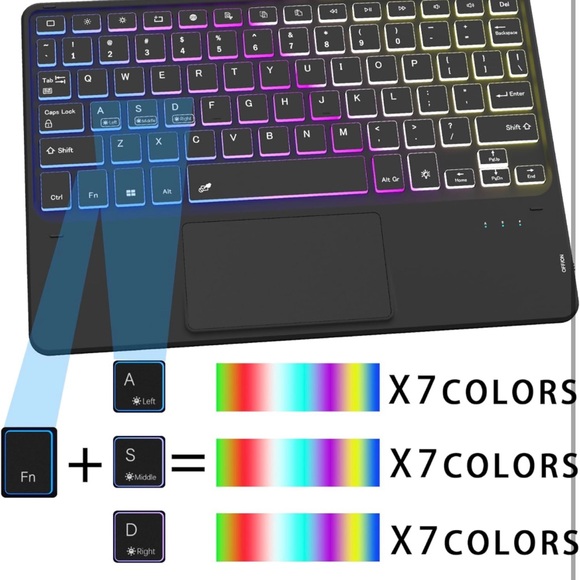 for Samsung Galaxy Tab A9+ 5G/A9 Plus 11" Keyboard Case: 3 Zone 7 Colors Backlit - Picture 3 of 8